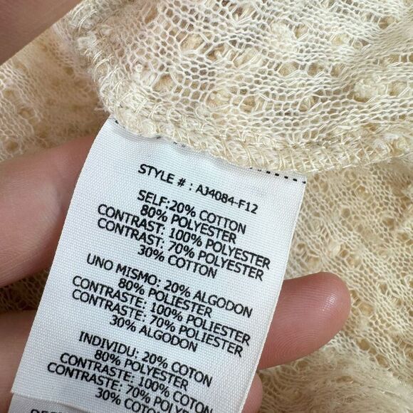 A'reve Sweater Cardigan Womens Medium Knit Lace 3/4 Sleeve Dainty Open Cream - Picture 5 of 7